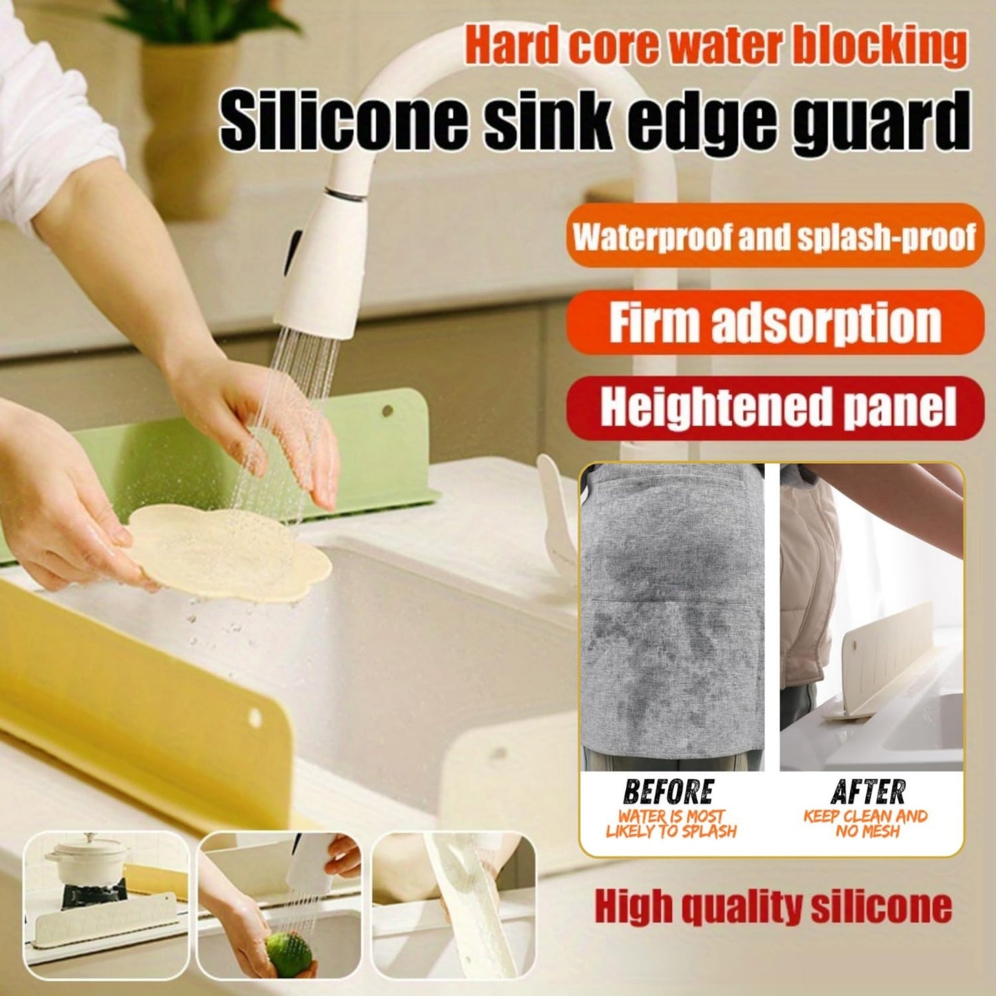 Anti-Splash Silicone Sink Guard for Kitchen