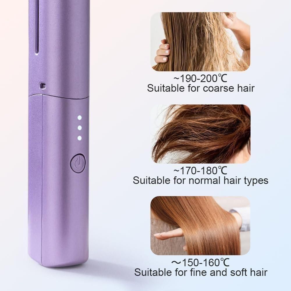 Portable Mini Hair Straightener | Rechargeable Mini Adjustable Hair Straightener Hot Comb