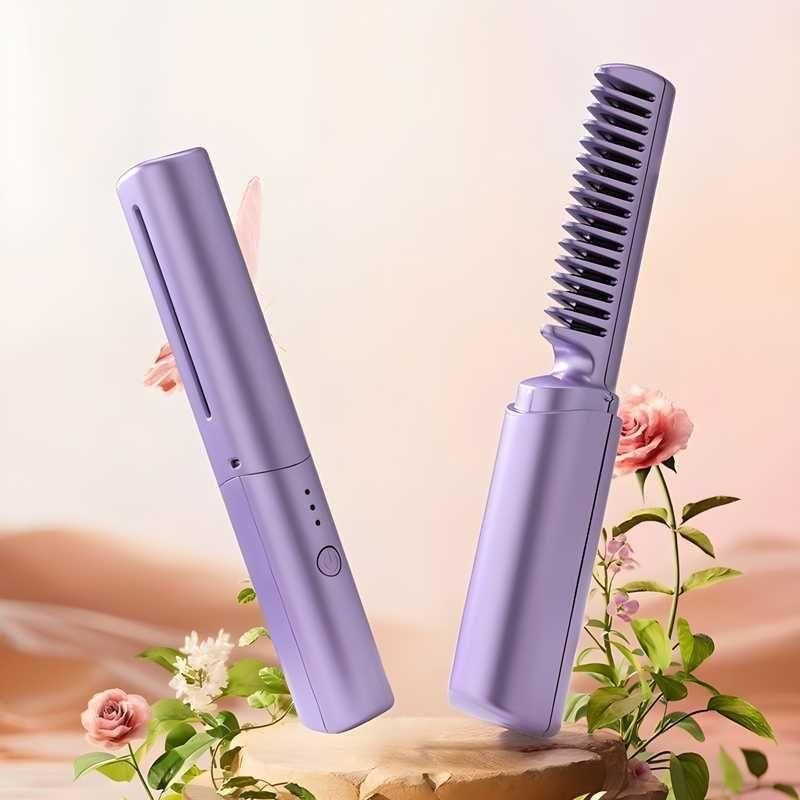Portable Mini Hair Straightener | Rechargeable Mini Adjustable Hair Straightener Hot Comb